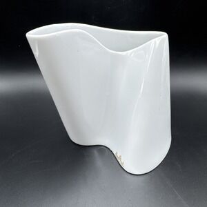 Rosenthal Vase Flux Classic Short White  Signed Barbara Brenner Germany Flower